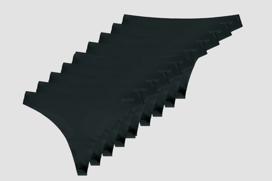 BYOU Seamless Thong 10-pack - Svart