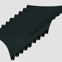 BYOU Seamless Thong 10-pack - Schwarz